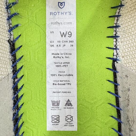 Rothy’s The Lace Up Sneaker Vanilla Ivory Knit Gum Women's 9 Hidden Heel Low Top - Picture 9 of 13